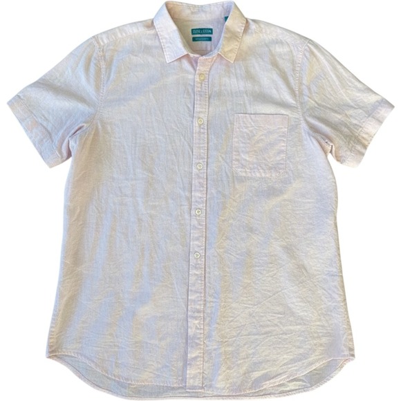 Tenth & Ocean Other - Tenth & Ocean Mens Short Sleeve Linen Cotton Button Down Shirt Pink XL Beach